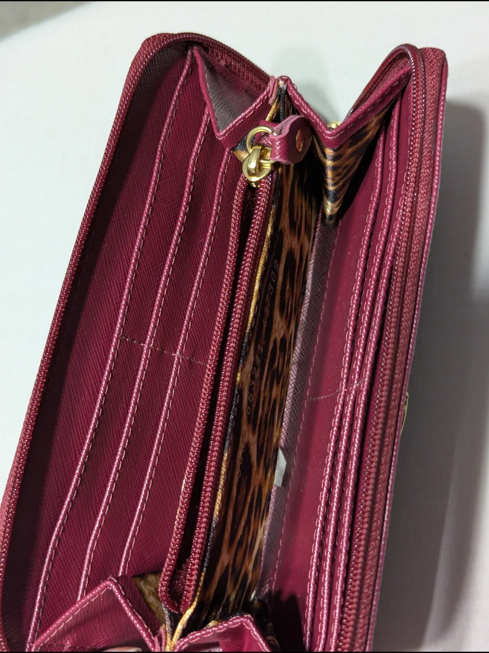 Carmen Steffens Zip-Around Leather Wallet in Deep Berry